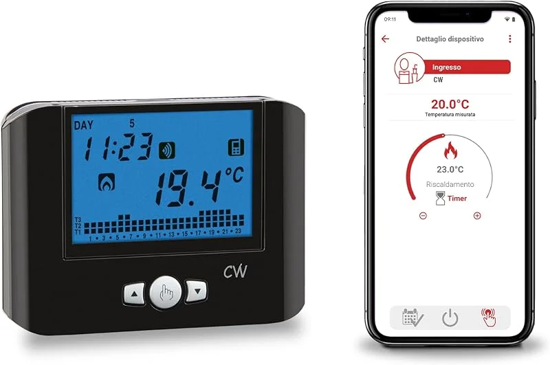 VEMER VE787200 CW - Smart WiFi Thermostat, Digital Heizungsthermostat, WLAN Raumthermostat Digitaler Programmierbarer mit LCD-Display, Heizungssteuerung per APP, Stromversorgung 230V, Schwarz — Heizung Warmepumpe
