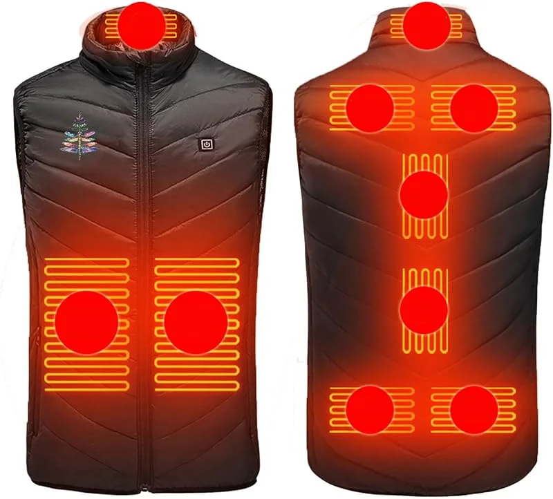 Beheizbare Weste Damen Herren Winter Heizweste mit 9 - Zone Heizung Beheizte Ärmellos Winterjacke USB Beheizbar Steppweste Wärme Winterweste Beheizte Outdoorjacke für Paare — Heizkleidung