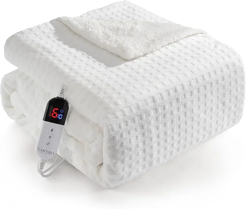 Elektrische Heizdecke mit Abschaltautomatik, große Heizdecke 180x130 cm, 6 Stufen & 1-10 Stunden Timer mit automatischer Abschaltung, maschinenwaschbar, weiches Flanell, Heizkissen für Bett und Büro — Heizung Warmepumpe