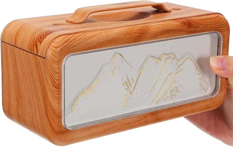 Gadpiparty Nachttisch-luftbefeuchter mit Zwei Sprühdüsen und Holzoptik Mini-luftbefeuchter mit Bergmotiv für Schlafzimmer Büro oder Schreibtisch Kapazität