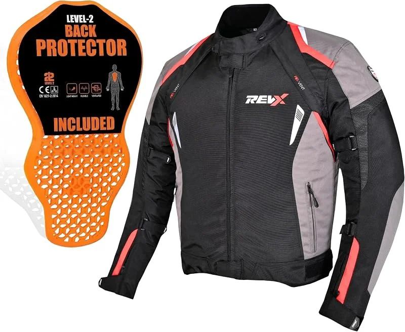 REVX Allwetter Motorradjacke Herren mit CE Protektoren — Heizkleidung