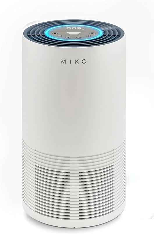 Miko Luftreiniger für Zuhause deckt 135 m2 ab, H13 True HEPA mit PM2.5 Sensor, Automatikfunktion. 4 Lüfterstufen - Entfernt bis zu 99, 97% der Partikel, Haustiere, Allergene, Rauch, Staub, Pollen — Luftbefeuchter