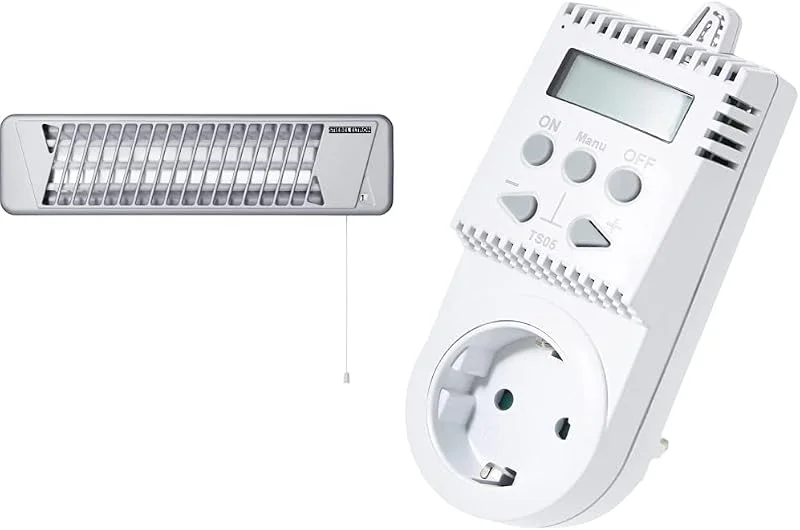 Stiebel Eltron 229339 Infrarot-Quarzstrahler IW 120, Weiß & Elektrobock Steckerthermostat TS05 Thermostat Infrarotheizung, klein — Heizung Warmepumpe