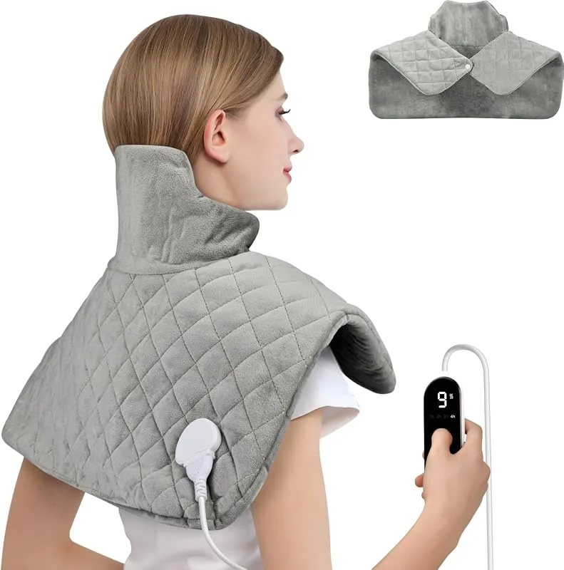 Onherm Heizkissen für Nacken Schulter 48 * 58cm, Wärmekissen mit 9 Wärmestufen 1-4h Abschaltautomatik, Nackenwärmer Schulterwärmer Elektrisch, Waschbar NackenHeizkissen, Hochwertiges Flanell — Heizung Warmepumpe