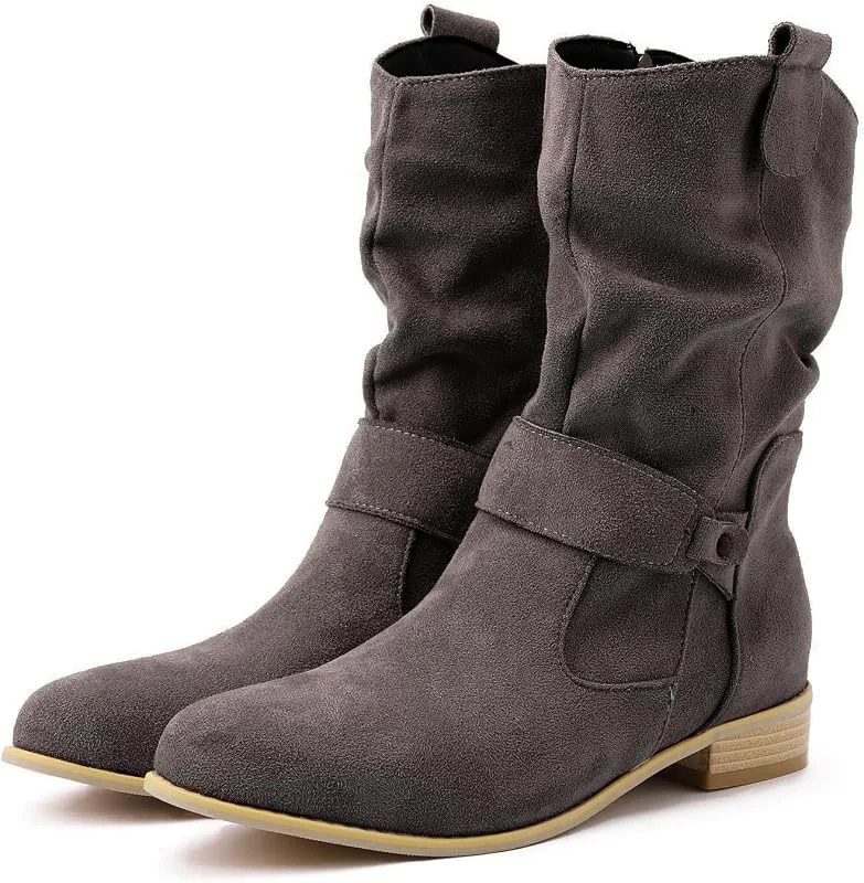Generisch 2026 Stiefeletten Damen Elegant Halbstiefel Schlupfschuhe Stiefel Mit Schnalle Kurzstiefel Winterstiefel Blockabsatz Stiefeletten Damenstiefel — Heizkleidung