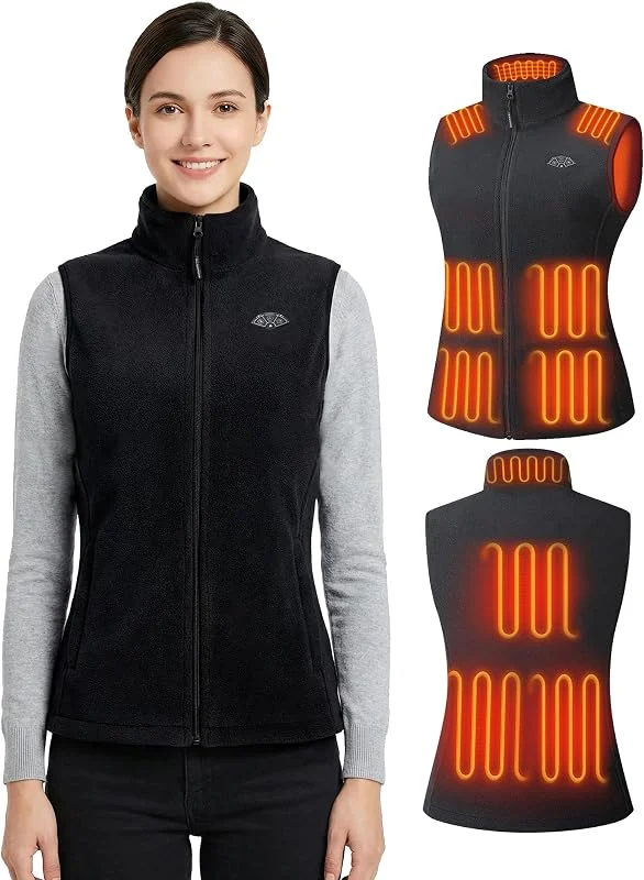 Topdot Fleece Heizweste Damen mit Powerbank 16000mAh 7.4V, 10 Heizzonen — Heizkleidung