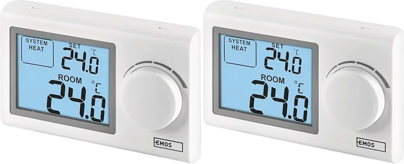 EMOS - digitaler Raumthermostat mit LCD-Display - manuell, drahtgebunden - Heiz- und Kühlsysteme - Temperaturregelung 5-35 °C - Aufputzmontage - einfache Bedienung - Batterie inkl. - weiß — Heizung Warmepumpe