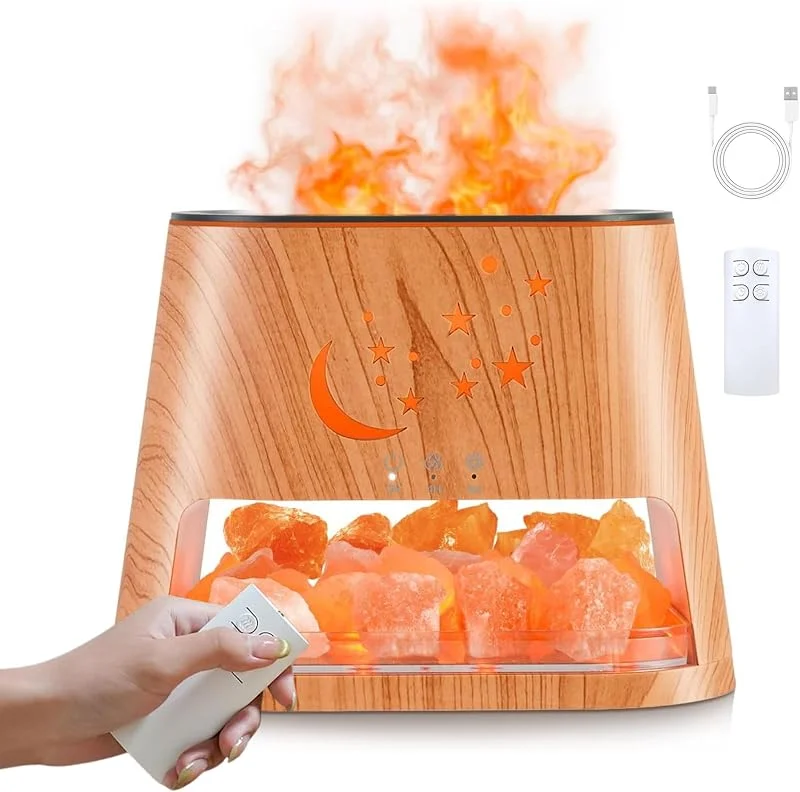 Essential Oils for Diffusers for Home, Aroma Diffuser mit Himalaya Salzstein, Ultraschall Luftbefeuchter 260ml, 8 Farben LED Nachtlicht, Timer 2, 4, 8h Fernbedienung, 35dB Leise