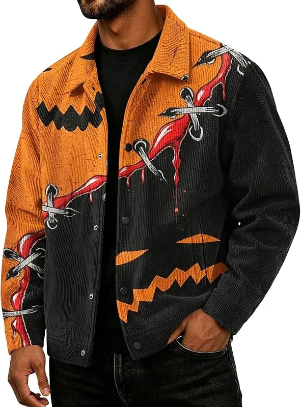 Halloween Jacke Herren Übergangsjacke Herbst Vintage Cordjacke — Heizkleidung