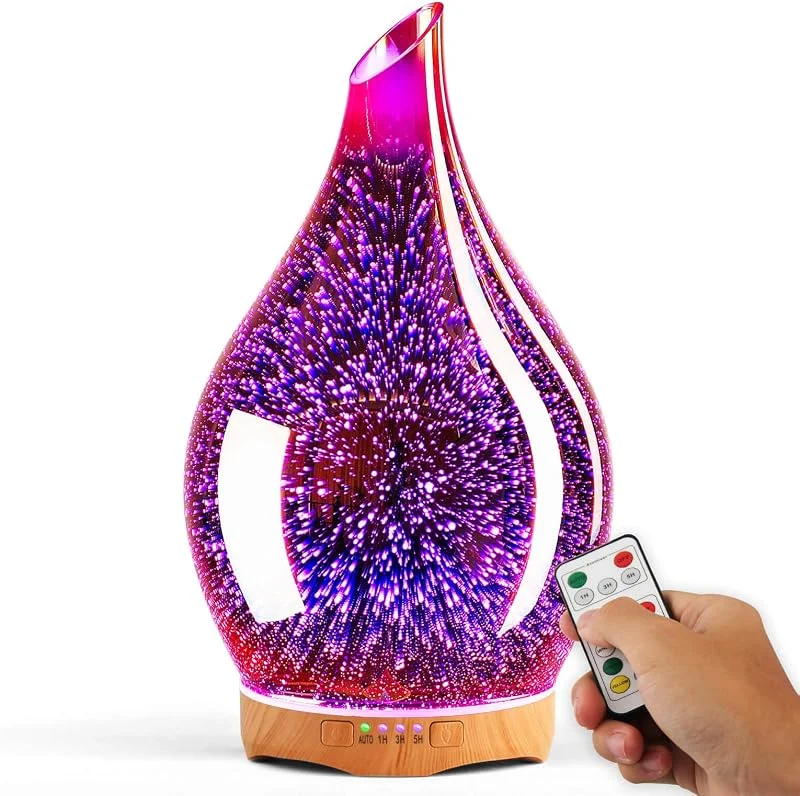 Porseme Aroma Diffuser 280ml, Handgeblasen Luftbefeuchter mit Fernbedienung