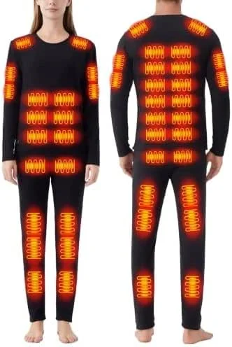 Beheizte Unterwäsche Set Herren Damen USB 42 Zonen intelligentes beheiztes Thermoober Tops & Bottoms Sets, Winter Beheizte Hose und Top Beheizbare Thermounterwäsche für Motorrad Ski Wintercamping — Heizkleidung