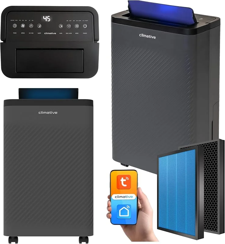Luftentfeuchter Elektrisch 12L, 24h, Air Purifier Nexi ION Grau — Luftbefeuchter