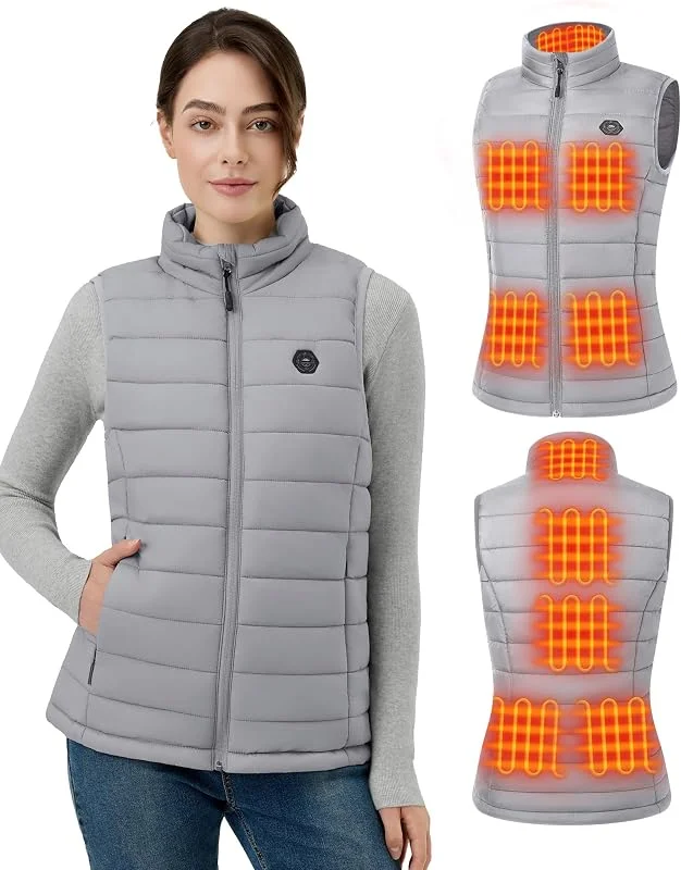 Heizweste Damen mit 16000mAh 7, 4V Powerbank - Beheizbare Weste mit 9 Heizzonen und 3 Einstellbaren Temperaturen, Beheizte Weste, Outdoor-Arbeit Beheizbare Jacke — Heizkleidung