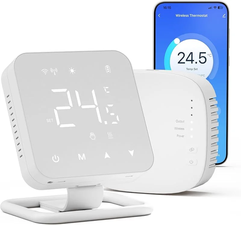 Beok Thermostat Fussbodenheizung WiFi Für Wasser Fußbodenheizung und Gaskessel, Tuya Smart Raumthermostat Heizung Thermostate Kompatibel mit Alexa Google Assistant, Batteriebetrieben, BOT-R3X-WIFI — Heizung Warmepumpe