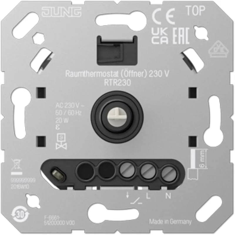 Thermostat (NC-Schalter) 230 V (Referenz: Jung RTR230) — Heizung Warmepumpe