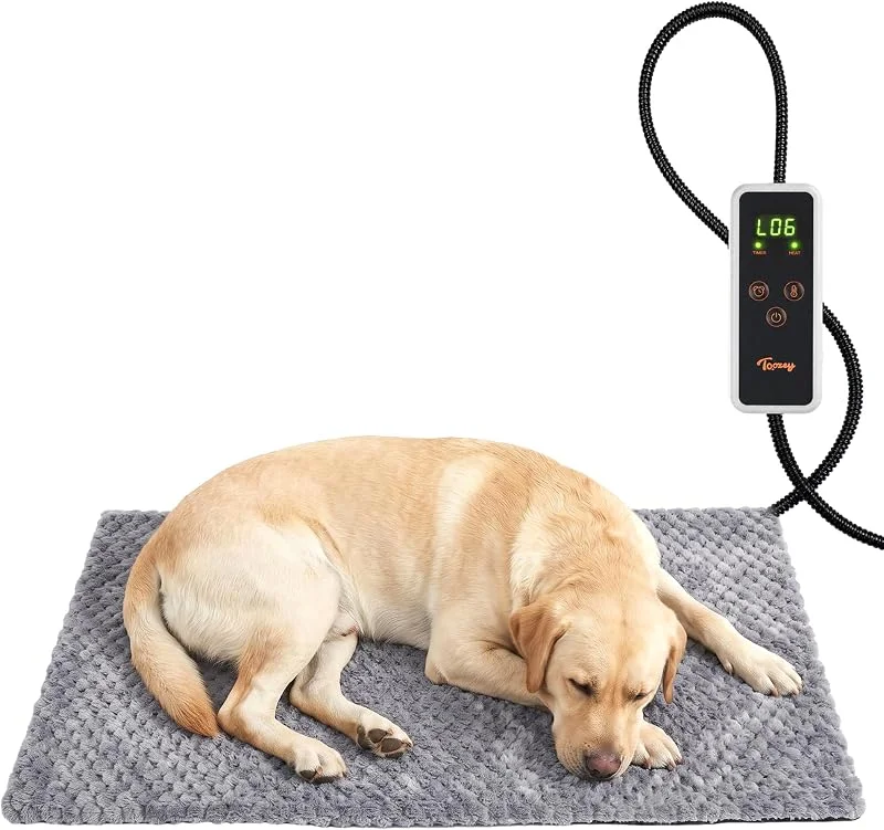 Toozey Heizmatte Katze Hund, Heizdecke, 6 Heizstufen und 6 Timer, 90x60 cm — Heizung Warmepumpe