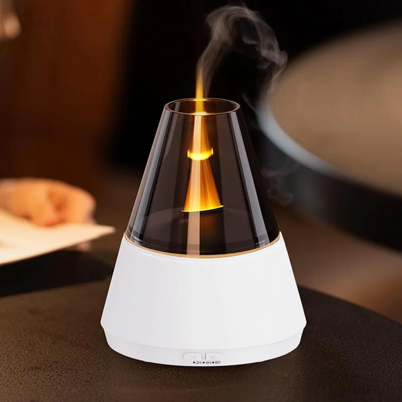 Aroma Diffuser, 7-Farben-Licht Flammen Diffuser ätherische öle, Luftbefeuchter Humidifier DuftöL Diffuser für Kinder, Zuhause Büro, Raumduft - 4 Timer und Wasserlose Abschaltautomatik