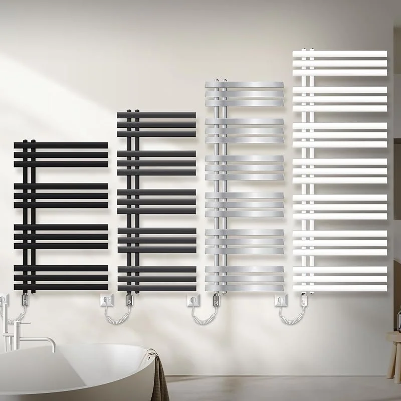 LuxeBath Elektrischer Badheizkörper Iron EM 600 x 1000 mm Weiß inkl. Heizstab Weiß 600W mit Thermostat einfach, Handtuchheizkörper mit Heizpatrone, Elektro Handtuchwärmer Paneelheizkörper Heizkörper — Heizung Warmepumpe