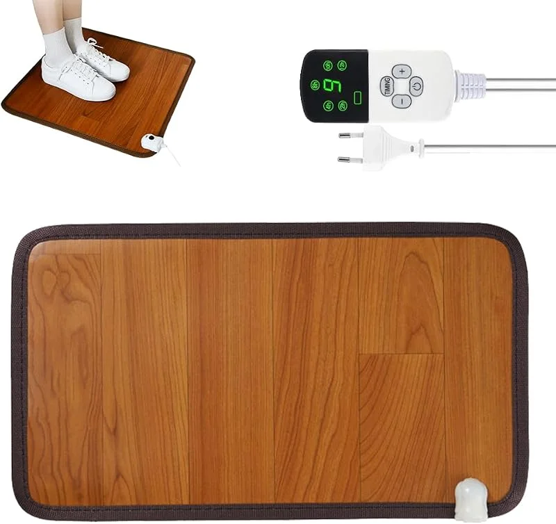 50x30cm Beheizte Bodenmatte Für Fuß, Beheizbare Fußmatte mit 9 Stufen Temperatureinstellung und 3 Stufen Zeitsteuerung, 220V 50W Heizmatte Fussboden, Elektrischer Fußwärmer für Zuhause Büro — Heizung Warmepumpe