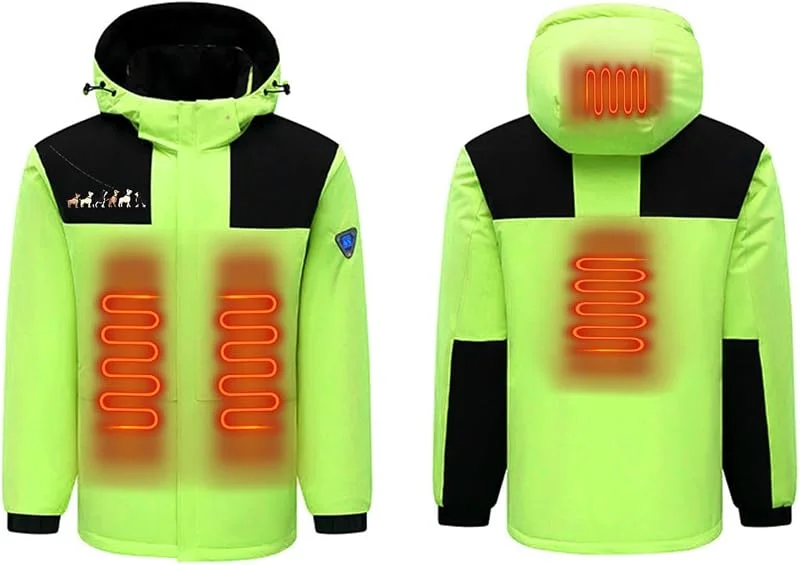 Beheizbare Jacke mit 4 Heizzonen Herren Damen, Wasserdicht Winddicht Regendicht Schneeschutz warm Softshell Winterjacke Wintermäntel Outdoor Heizjacke Wärmende für Winter Outdoor Wandern Skifahren — Heizkleidung