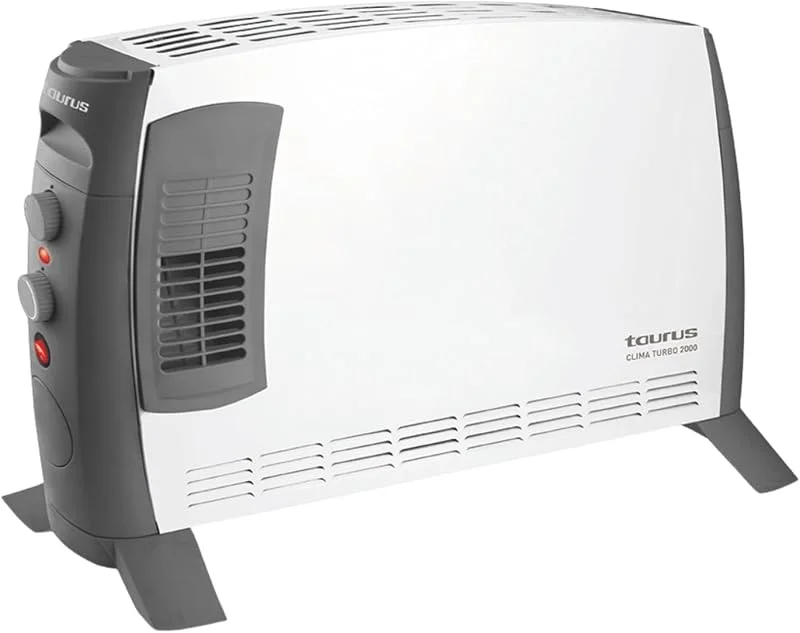 Taurus – Konvektorheizgerät Clima Turbo 2000, 2000W, 3 Heizstufen + Turbo, Einstellbarer Thermostat, Für Räume bis 20m², Füße inklusive, Tragegriff, Weiß — Heizung Warmepumpe