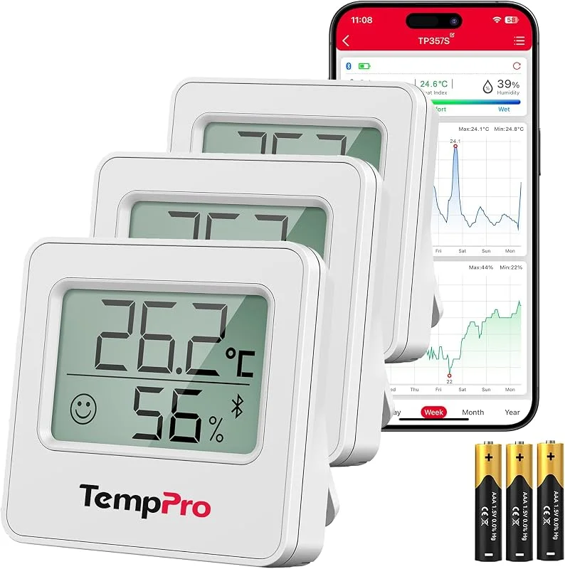 TempPro Bluetooth Thermo-Hygrometer Innen, Smartes Hygrometer mit App — Luftbefeuchter