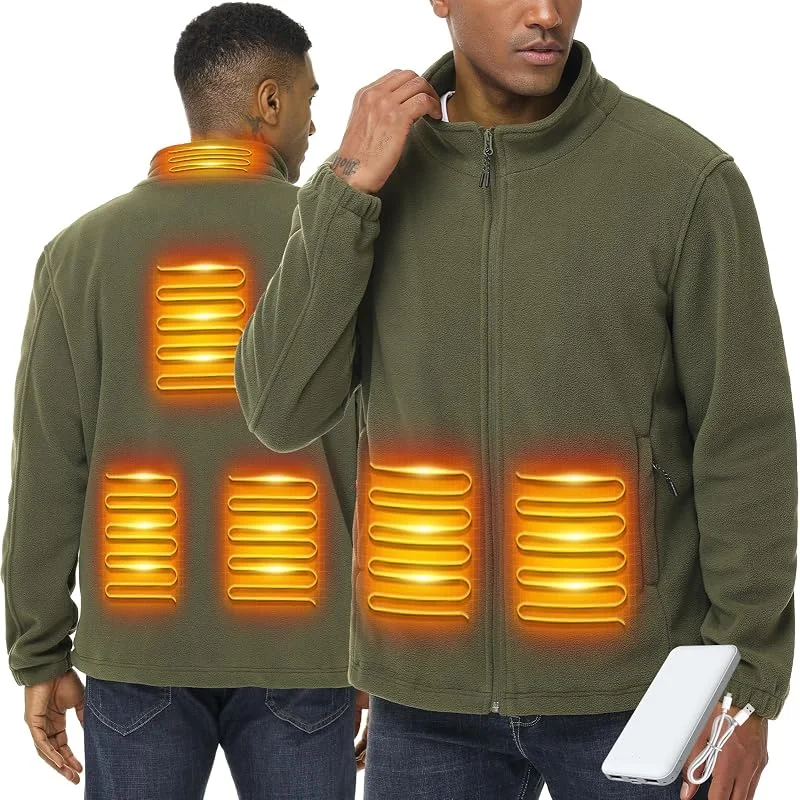 LABCOOL Beheizbare Jacke Homme Femme - Heizjacke aus Fleece - mit 6-Zonen-Heizung & 3 Temperaturstufen - USB-Betrieb mit 10000mAh Powerbank - Maschinenwaschbar — Heizkleidung