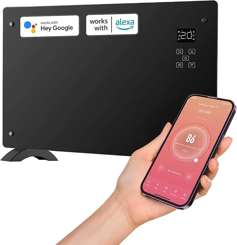 Wintem Elektrischer Konvektor mit App und Sprachsteuerung, kompatibel mit Google Assistant und Alexa – Leistung 1500 W, 3 Heizmodi und programmierbarer Timer – 47 x 77 x 23 cm — Heizung Warmepumpe