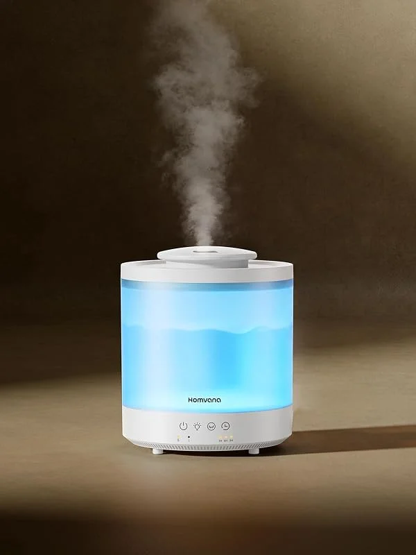 Homvana Luftbefeuchter für Schlafzimmer, 1, 8 l Top-Fill Kühlnebel Luftbefeuchter für Baby Kinderzimmer, Pflanzen und Kinderheime, 3-in-1-Diffusor