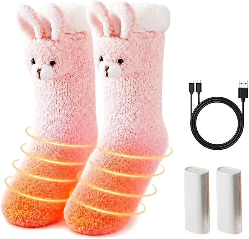 Beheizbare Socken, Heizsocken mit 1800mah Akku, Beheizte Socken Damen, Rosa — Heizkleidung