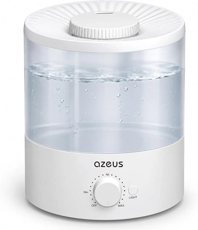 AZEUS SK7620 1, 5-Liter-Kühlnebel-Luftbefeuchtermit 7-farbiger LED-Beleuchtung, leiser Ultraschall-Luftbefeuchter, einstellbarer Nebel, automatische Abschaltung für Schlafzimmer, Büro und Kinderzimmer