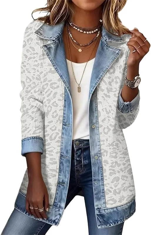 Blazer Damen Elegant Oversize Übergangsjacke Damen Jeans Jeansjacke — Heizkleidung