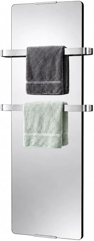 Chemin'Arte Elektrischer Design Handtuchtrockner Spiegel 900W - Vertikaler Heizkörper - 2 Handtuchhalter - 100x6x46cm - Designed in France [Energieklasse A] — Heizung Warmepumpe