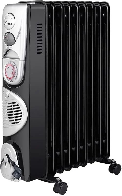 ARDES OILO9 TURBO TIME Öl-Radiator 2400 W mit 9 Elementen, Turbo-Funktion 400 W, 24‑h‑Timer und 70 m³ Abdeckung für energiesparende Heizung — Heizung Warmepumpe