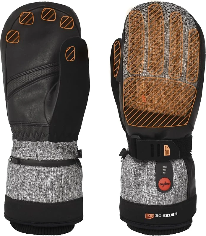 30seven Beheizte Sportfäustlinge, elektronische Heizhandschuhe zum Ski-, Snowboardfahren, wasserfeste & Winddichte Outdoor-Bekleidung, für Damen & Herren, Grau, 11 - XL — Heizkleidung