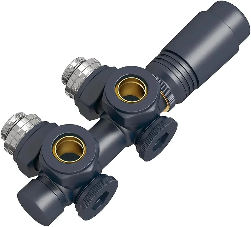 EMKE Multiblock Heizkörper Mittelanschluss, Anthrazit, G1, 2", Ø 15 & 16 mm — Heizung Warmepumpe
