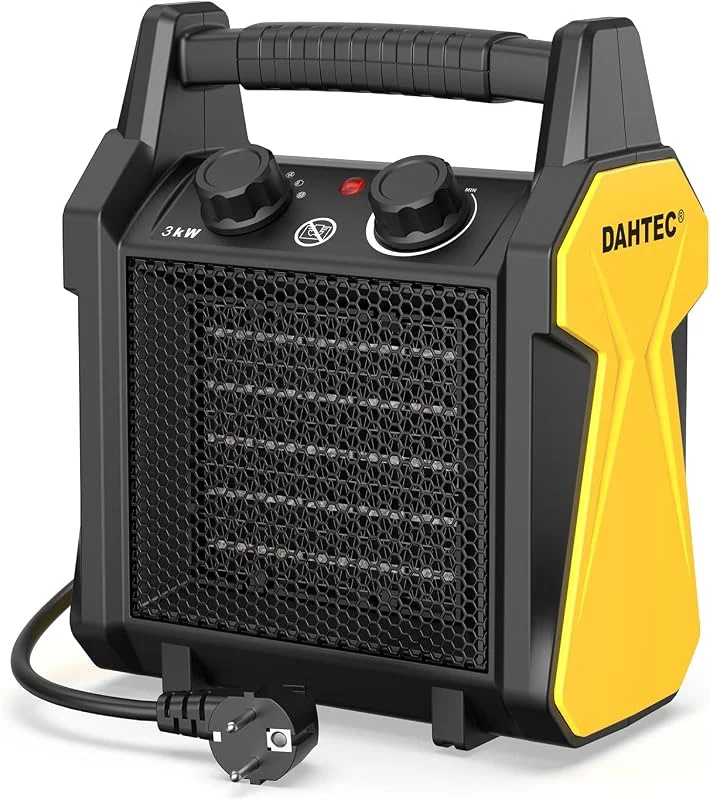 DAHTEC Keramik Heizlüfter 3000 Watt PTC Elektroheizer mit Thermostat — Heizung Warmepumpe