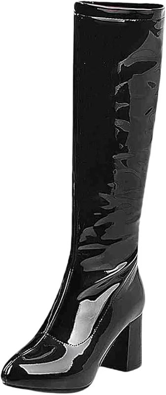 Damenstiefel, Leder, Absätze, modisch, bequem, dick, elegant, lang, Stiefel, Damen, Winterschuhe — Heizkleidung