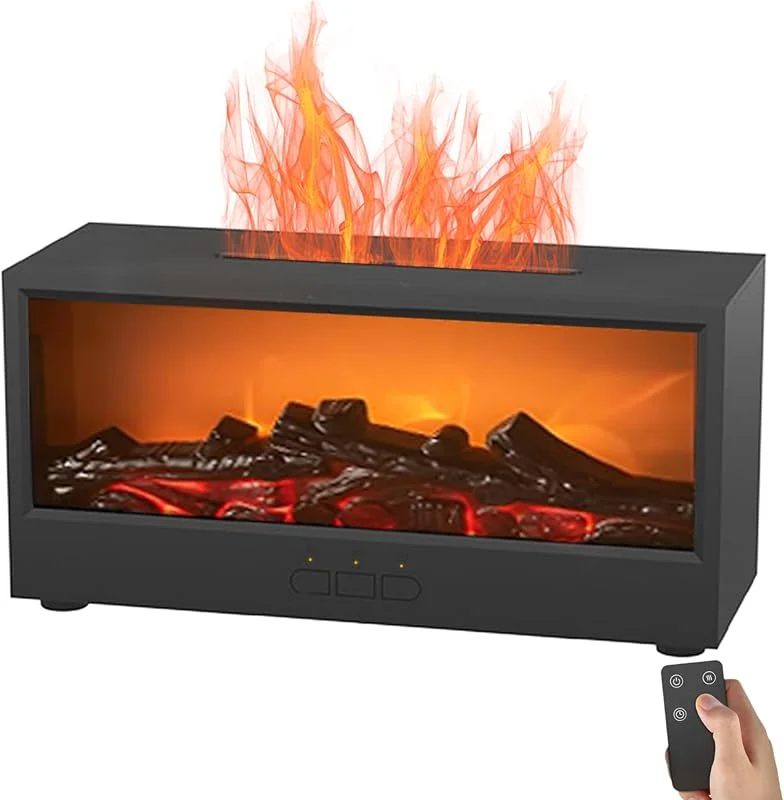 Aroma Diffuser, Aroma Diffuser mit LED Kamin, Nebel Luftbefeuchter mit Fernbedienung, Diffusor für ätherische Öle im Kamin mit 7 Farblichtern für Home Office, Schlafzimmer