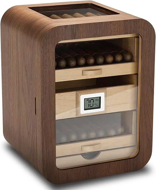 Zigarren Humidor Schrank für Männer, Elektronischer Humidor Schrank Luftbefeuchter mit Hygrometer, 110 Zigarren Kapazität, 360° Luftzirkulation, für Bar, Zuhause, Party