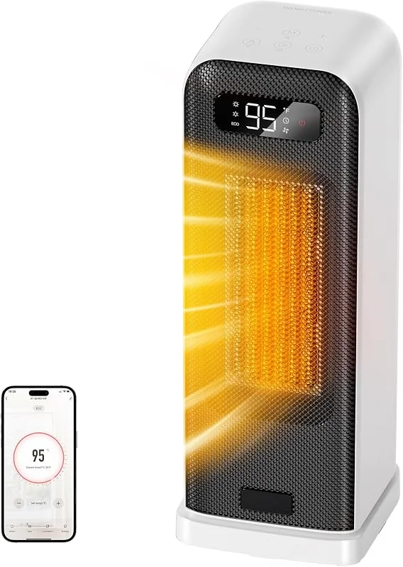 FLANUR Energiesparender PTC-Keramik-Heizlüfter, ECO Modus, 40 cm, Weiß — Heizung Warmepumpe