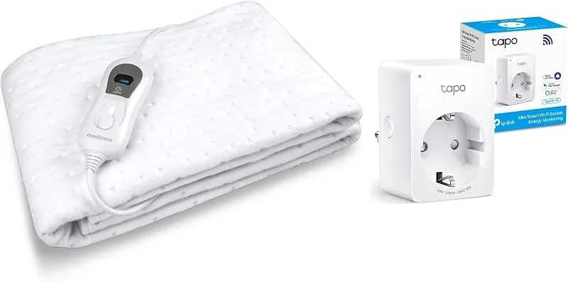 Medisana HU 665 Wärmeunterbett + TP-Link Smart WLAN Steckdose Tapo P110 mit Energieverbrauchskontrolle — Heizung Warmepumpe