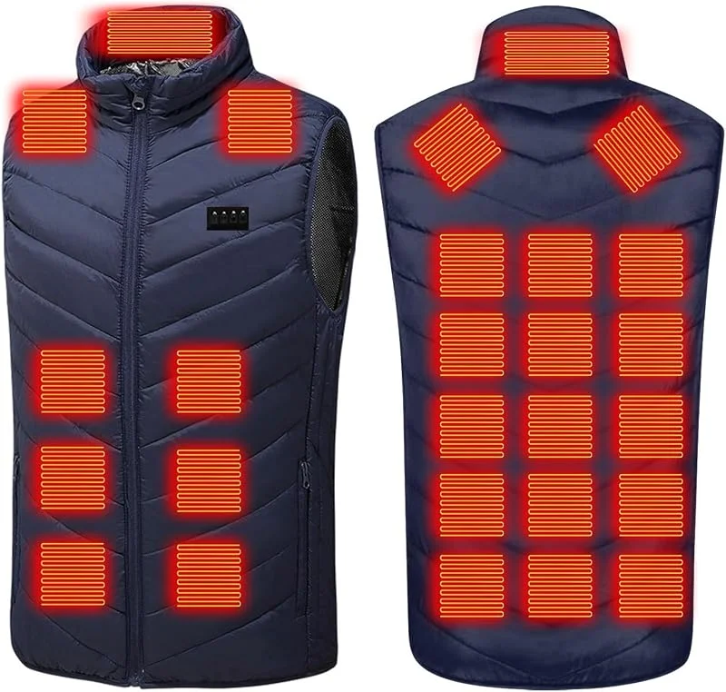 Beheizbare Weste Herren Damen Beheizbare Weste Heizweste Herren Damen 21 Zonen Heizung 3 Temperaturregler Beheizte Weste (Ohne Powerbank) Heizjacke Kapuze Funktionsjacke Outdoorjacke — Heizkleidung