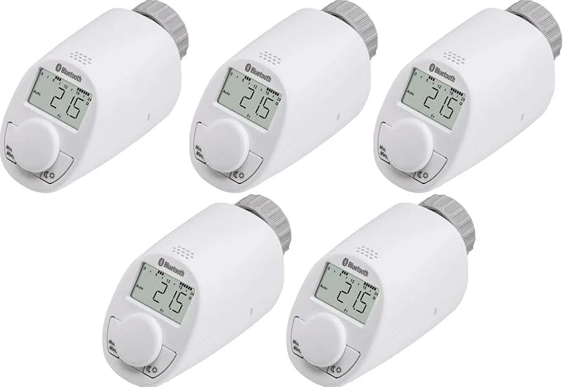5er Set Eqiva Bluetooth® Smart Heizkörperthermostat, Heizungsregler, Heizkörper Thermostatkopf, Heizkörperregler, Thermostat — Heizung Warmepumpe