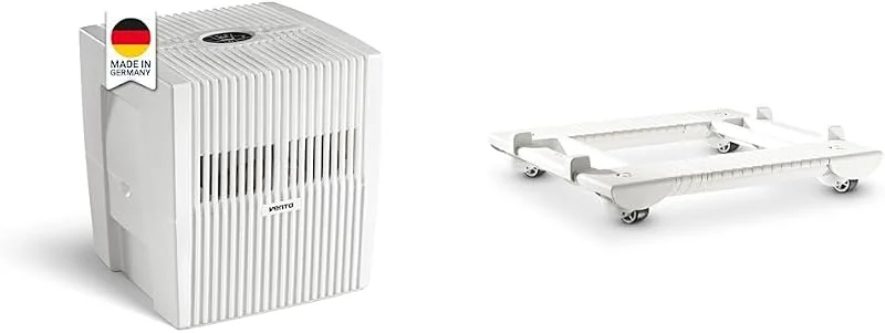 Venta Luftwäscher Comfort Plus LW25, Luftbefeuchtung und Luftreinigung (bis 10 µm Partikel) für Räume bis 45 qm, Brillantweiß, mit digitaler Steuerung & Rollwagen, weiß — Luftbefeuchter