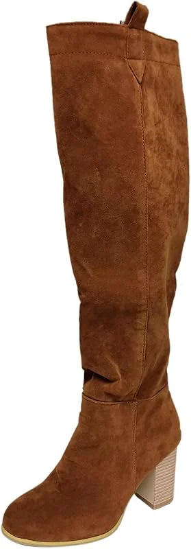 Generisch Knielange -Stiefel für Damen mit Chunky Absatz Elegante Booties im -Design robuste -Winter Schuhe komfortable Plateaustiefel für den urbanen — Heizkleidung