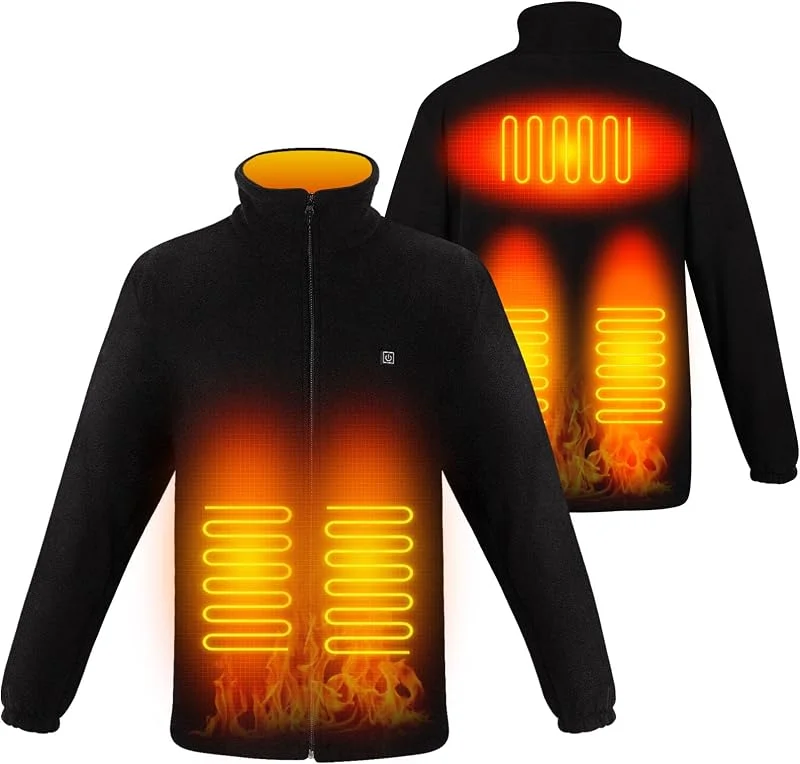 TOUVE Beheizte Jacke, Polarfleece-Heizjacke Beheizbare Weste Heated Jack für Damen Herren, Prämie Beheizbare Jacke, 3 Einstellbar Temperatur Elektrischer Beheizte Weste（Enthält keine Powerbank） — Heizkleidung