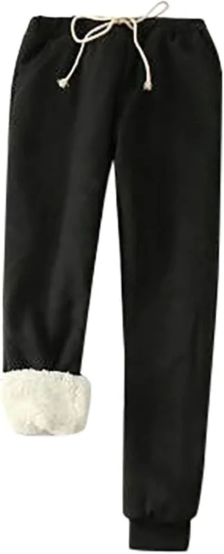 Gefütterte Jogginghose Damen Winter Thermohose Frauen Verdickte Warme Fleecehose Warm Sweathose Mit Taschen Trainingshose Elastischem Bund Kordelzug Freizeit Laufhose Outdoor Wanderhose — Heizkleidung