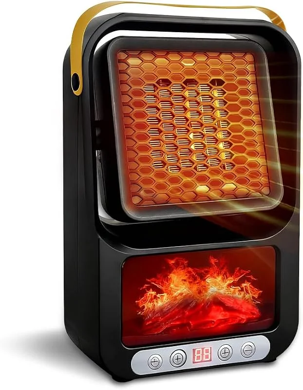 Kleiner Heizlüfter, 800W Heizlüfter Klein mit Thermostat und Fernbedienung, Heater Fan, Mini PTC Heizkörper, Elektro HeizlüfteR für Räume, Büro, Bad — Heizung Warmepumpe