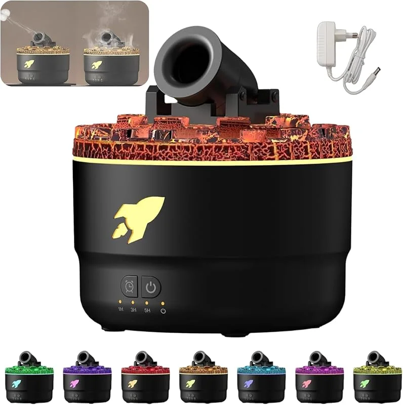 2-in-1 Aroma Diffuser und Luftbefeuchter mit Rauchring-Effekt, 7 Farben LED